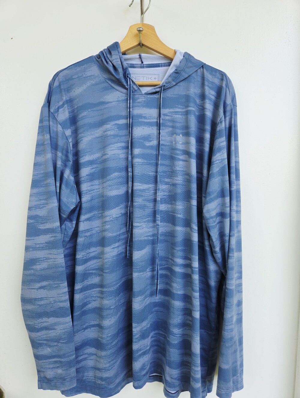 Anetik Azul Camo Low Pro Tech Hooded Long Sleeve Shirt UPF 30 Size 2XL